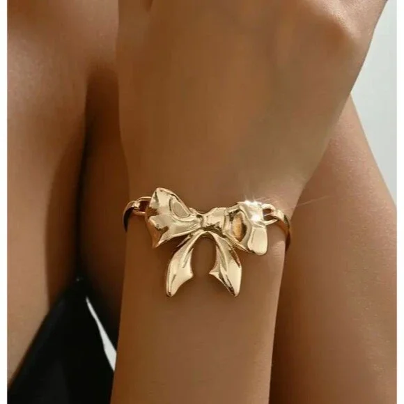BOHO Gold Blow Bracelet Bows Popular Trend Core - Picture 1 of 8